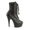 Pleaser DELIGHT-1020 Black Leather Women Ankle Boots