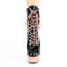 Pleaser DELIGHT-1020 Black Patent Rose Gold Chrome Boots