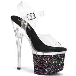 Pleaser ESTEEM-708LG Black Glitter Platform Heeled Shoes