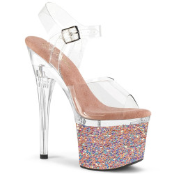 Pleaser ESTEEM-708LG Rose Gold Glitter High Heels Shoes