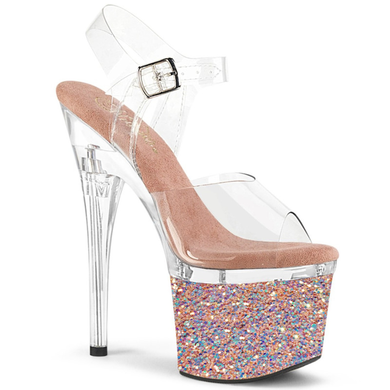 Pleaser ESTEEM-708LG Rose Gold Glitter High Heels Shoes Pleaser ESTEEM-708LG Rose Gold Glitter High Heels Shoes