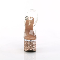Pleaser ESTEEM-708LG Rose Gold Glitter High Heels Shoes
