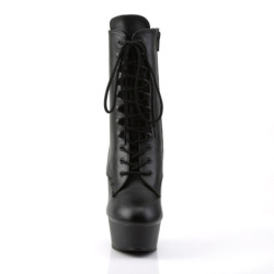 Pleaser DELIGHT-1020 Black Vegan Leather Ankle Boots