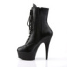 Pleaser DELIGHT-1020 Black Vegan Leather Ankle Boots