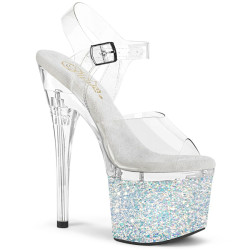 Pleaser ESTEEM-708LG Transparent White Glitter Shoes