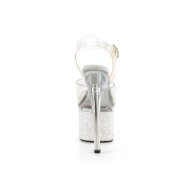 Pleaser ESTEEM-708LG Transparent White Glitter Shoes