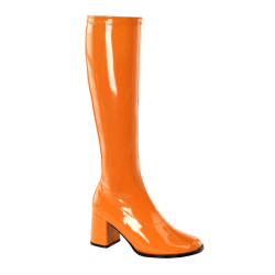 Funtasma GOGO-300 Orange Patent Chunky Heel 70s Boots