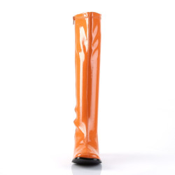 Funtasma GOGO-300 Orange Patent Chunky Heel 70s Boots