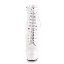 Pleaser DELIGHT-1020 White Patent Women's Ankle Boots