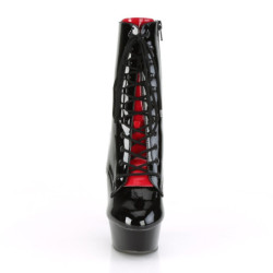 Pleaser DELIGHT-1020FH Black Patent Heeled Ankle Boots
