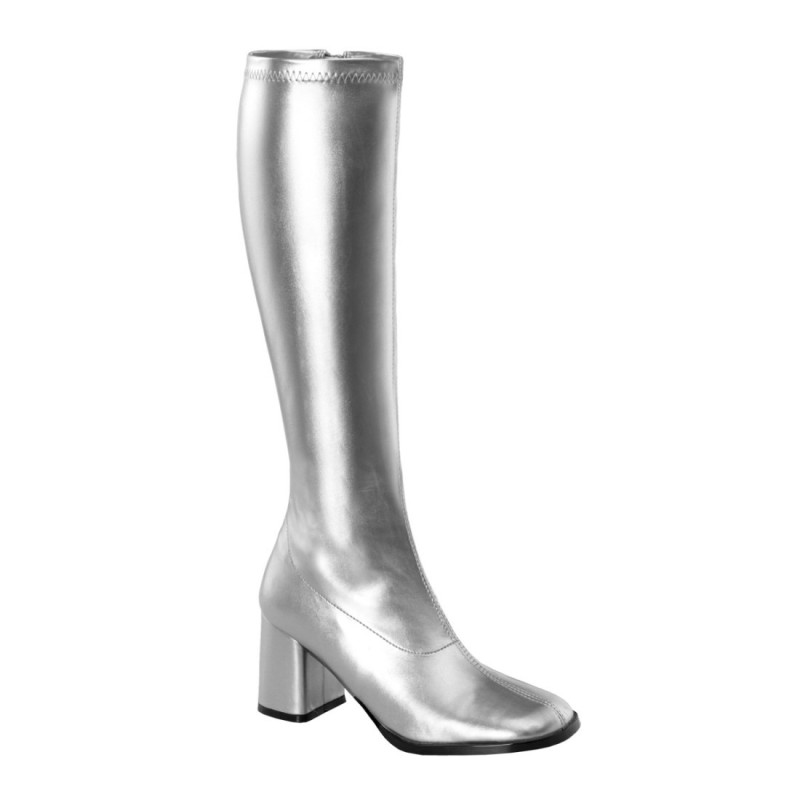 Funtasma GOGO-300 Silver Chunky Heel 70s Boots Funtasma GOGO-300 Silver Chunky Heel 70s Boots
