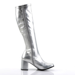 Funtasma GOGO-300 Silver Chunky Heel 70s Boots