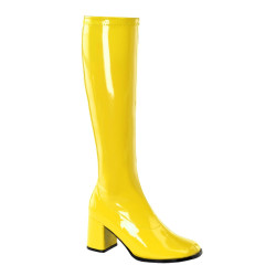 Funtasma GOGO-300 Yellow Patent Chunky Heel 70s Boots