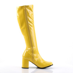 Funtasma GOGO-300 Yellow Patent Chunky Heel 70s Boots