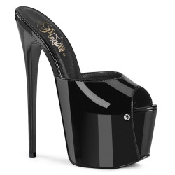Pleaser JUBILANT-01 Black Stiletto Heeled Platform Mules