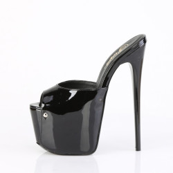 Pleaser JUBILANT-01 Black Stiletto Heeled Platform Mules