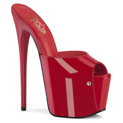 Pleaser JUBILANT-01 Red Stiletto Heeled Platform Mules