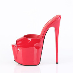 Pleaser JUBILANT-01 Red Stiletto Heeled Platform Mules