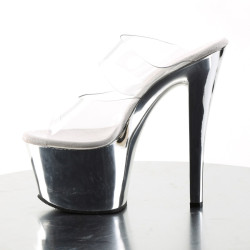 Pleaser SKY-302 Chrome Heeled Platform Mules Women