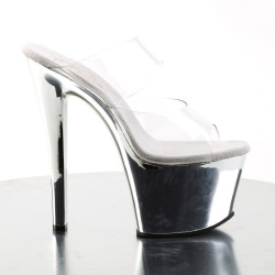 Pleaser SKY-302 Chrome Heeled Platform Mules Women