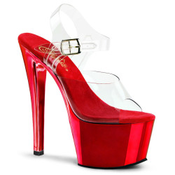 Pleaser SKY-308 Red Chrome Platform High Heeled Shoes
