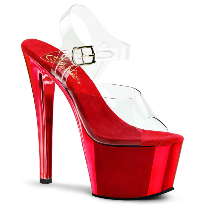 Pleaser SKY-308 Red Chrome Platform High Heeled Shoes Pleaser SKY-308 Red Chrome Platform High Heeled Shoes