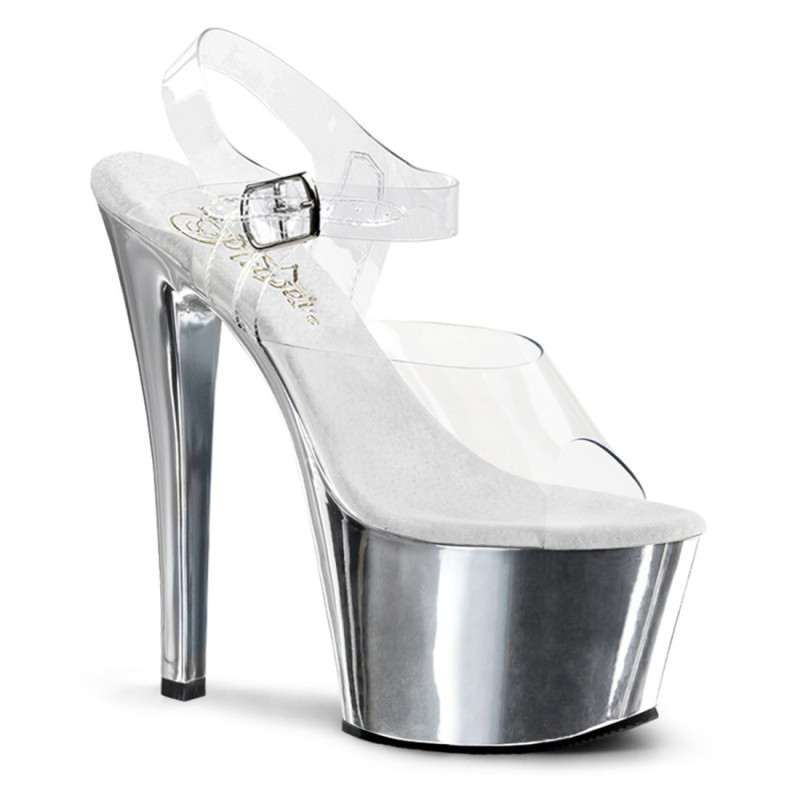 Pleaser SKY-308 Silver Chrome Platform High Heeled Shoes Pleaser SKY-308 Silver Chrome Platform High Heeled Shoes
