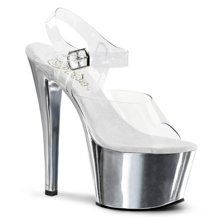 Pleaser SKY-308 Silver Chrome Platform High Heeled Shoes
