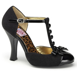 Pin Up Couture SMITTEN-10 Black T-Strap D'orsay Pumps