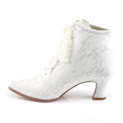 Fabulicious VICTORIAN-30 Ivory Satin Lace Ankle Boots