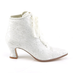 Fabulicious VICTORIAN-30 Ivory Satin Lace Ankle Boots