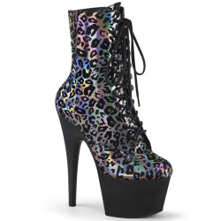 Pleaser ADORE-1020LP Pewter Leopard Print Hologram