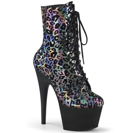 Pleaser ADORE-1020LP Pewter Leopard Print Hologram