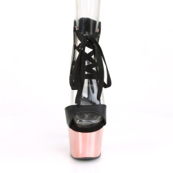 Pleaser ADORE-700-14 Black Vegan Leather Rose Gold