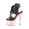 Pleaser ADORE-700-14 Black Vegan Leather Rose Gold