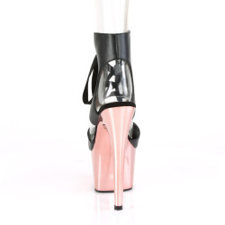 Pleaser ADORE-700-14 Black Vegan Leather Rose Gold