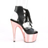Pleaser ADORE-700-14 Black Vegan Leather Rose Gold
