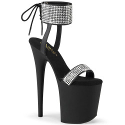 Pleaser FLAMINGO-870 Black Vegan Leather Strass Sale