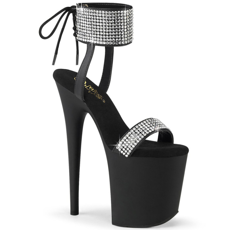Pleaser FLAMINGO-870 Black Vegan Leather Strass Sale Pleaser FLAMINGO-870 Black Vegan Leather Strass Sale