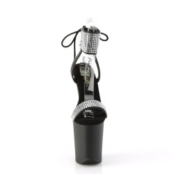 Pleaser FLAMINGO-870 Black Vegan Leather Strass Sale