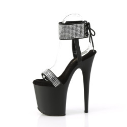 Pleaser FLAMINGO-870 Black Vegan Leather Strass Sale