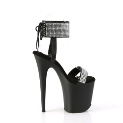 Pleaser FLAMINGO-870 Black Vegan Leather Strass Sale