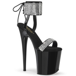 Pleaser FLAMINGO-870 Black Patent Strass Sale Women