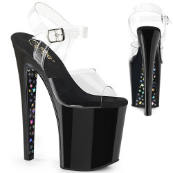 Pleaser XTREME-808CHS Transparent Black Silver Hologram
