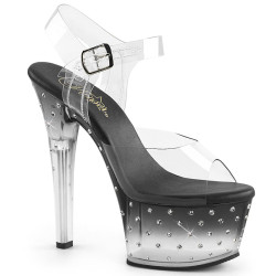 Pleaser ASPIRE-608STD Black Strass Platform High Heels