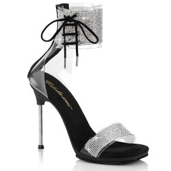 Fabulicious CHIC-47 Black Ankle Cuff Steel Heel Sandal