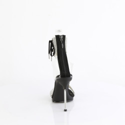 Fabulicious CHIC-47 Black Ankle Cuff Steel Heel Sandal