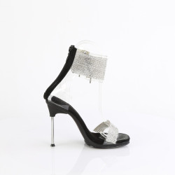 Fabulicious CHIC-47 Black Ankle Cuff Steel Heel Sandal