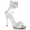 Fabulicious CHIC-47 Silver Ankle Cuff Steel Heel Sandal