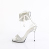 Fabulicious CHIC-47 Silver Ankle Cuff Steel Heel Sandal